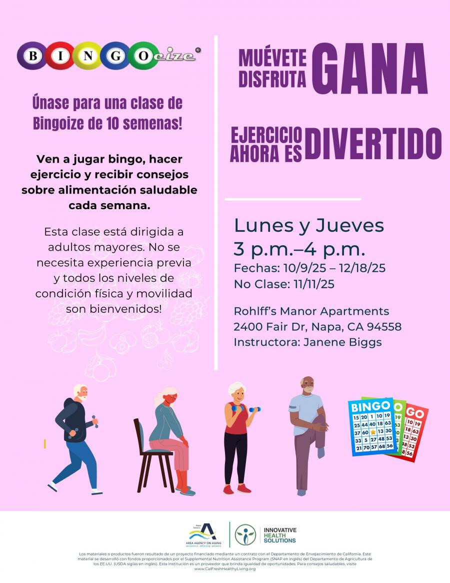 Bingocize at Rohlff's Manor Spanish Thursday