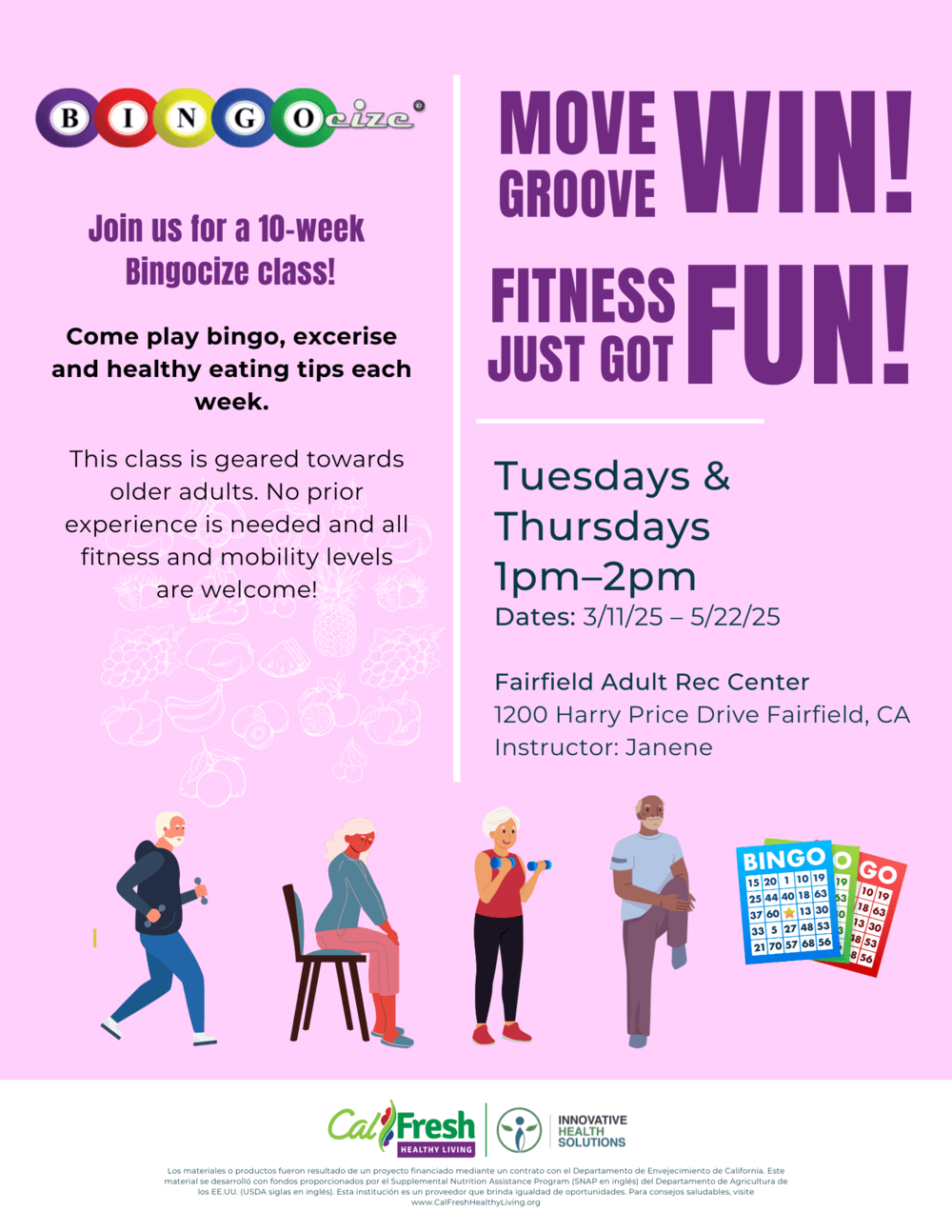 Fairfield Adult Rec Center Bingocize