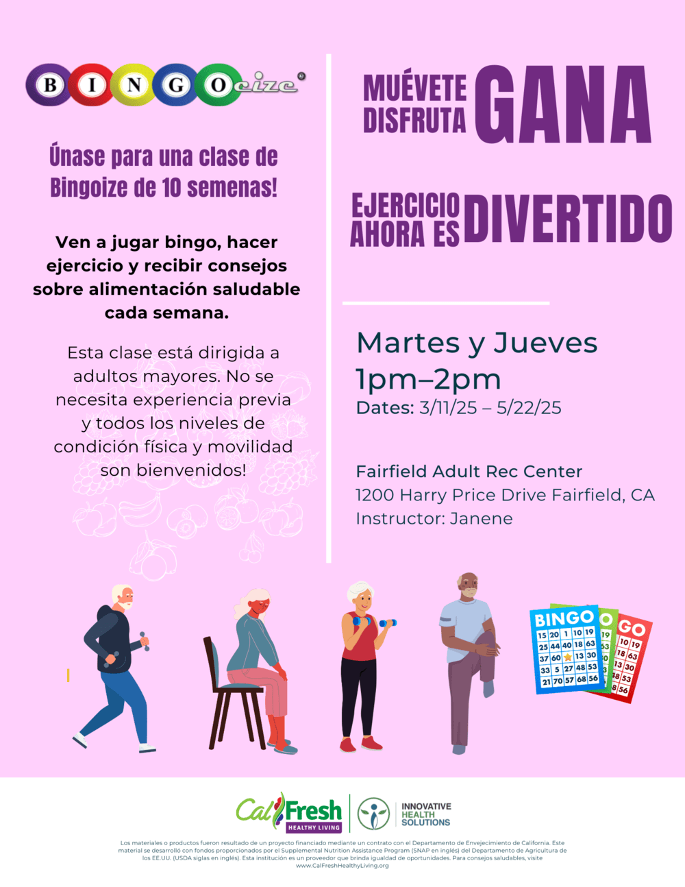 Fairfield Adult Rec Center Bingocize