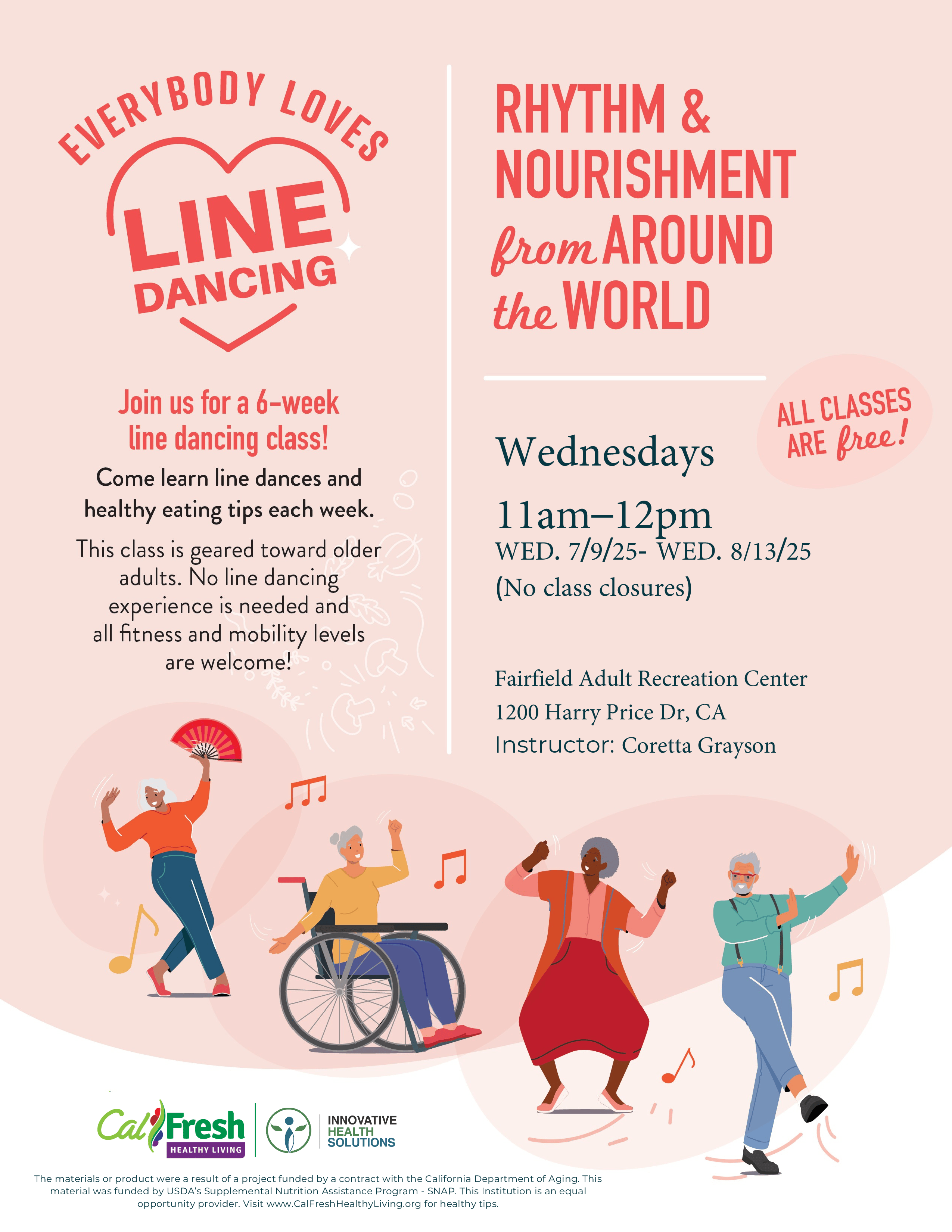 Solano County - Everybody Loves Line Dancing @ Fairfield Adult Rec Center |  Innovative Health Solutions